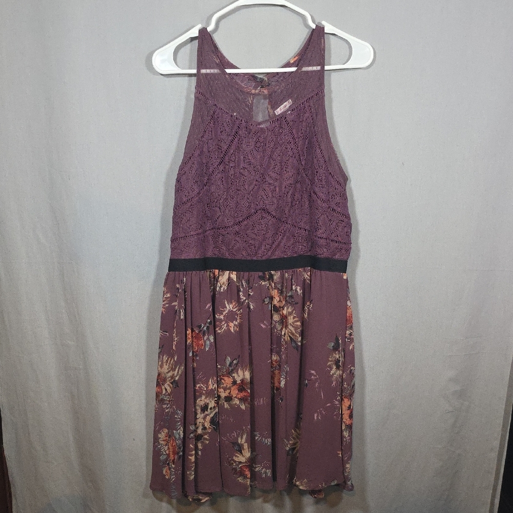 Xhilaration Floral Lace Halter Dress Women's Size XL